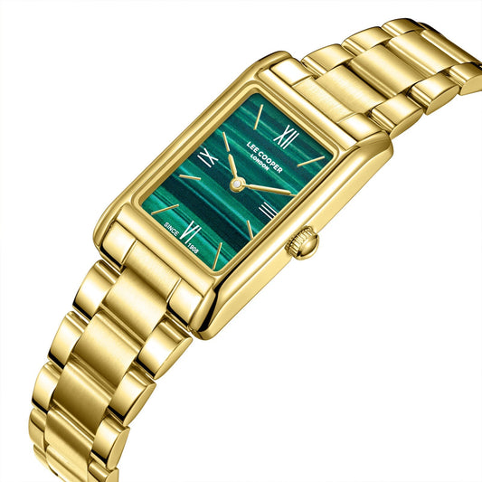 Lee Cooper Elegance Rectangular Green Dial Gold Watch - LC08300.170