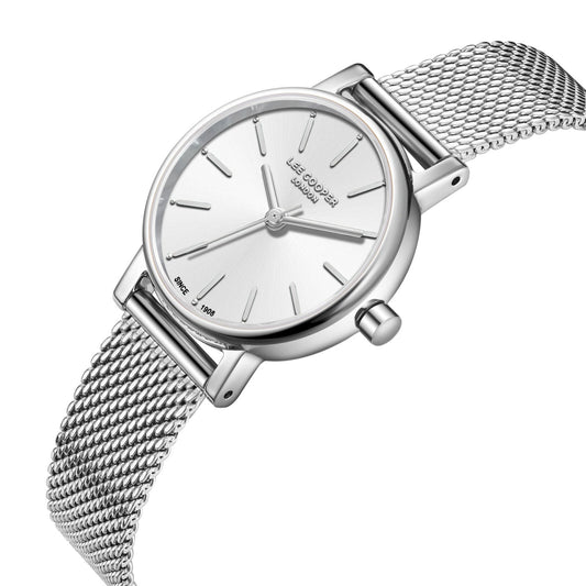 Lee Cooper Louna Silver Dial and Mesh Strap Watch - LC08292.330
