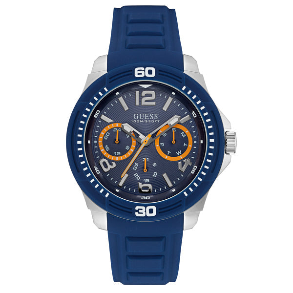 Guess Trade Blue Dial Blue Silicone Strap Men's Watch W0967G2 - Big Daddy Watches