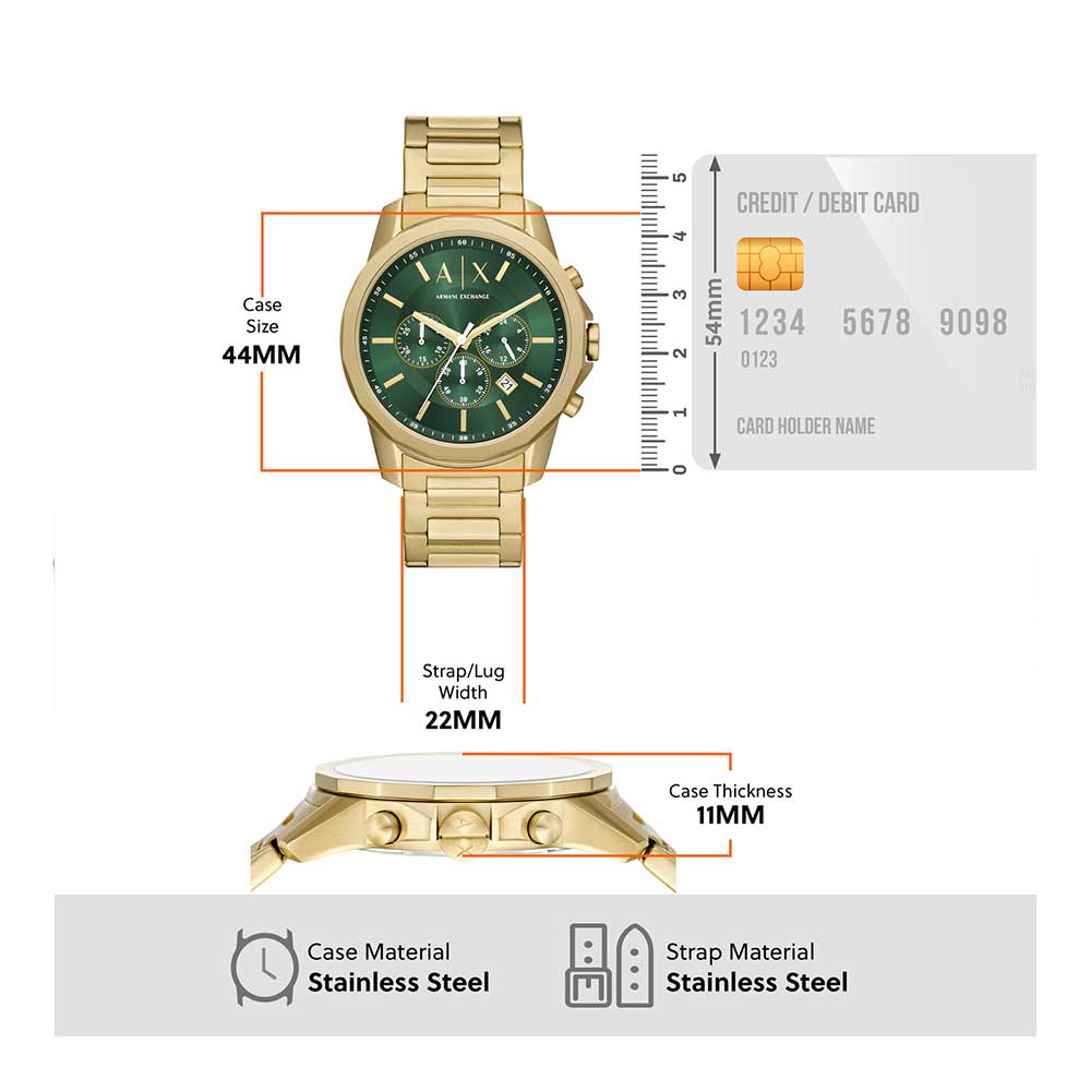 Armani Exchange Chronograph Gold-Tone Green Dial Men's Watch AX1746