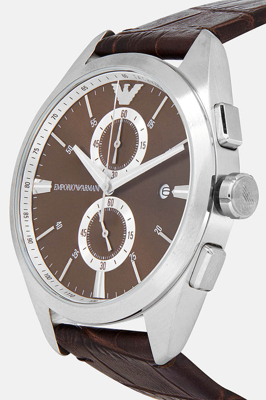 Emporio Armani Claudio Chronograph Brown Genuine Leather Men's Watch - AR11482