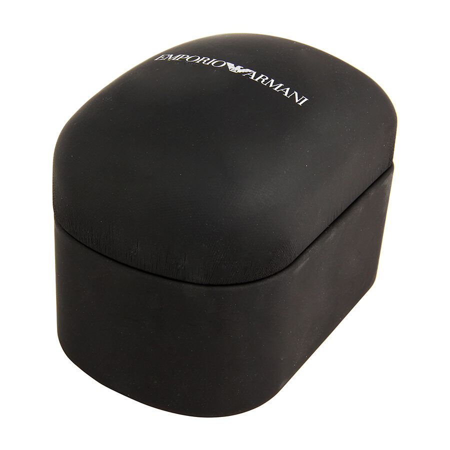 Emporio Armani branded black watch box for AR2434 chronograph timepiece