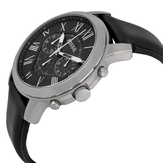 Fossil Grant Black Dial Black Leather Men's Watch FS4812