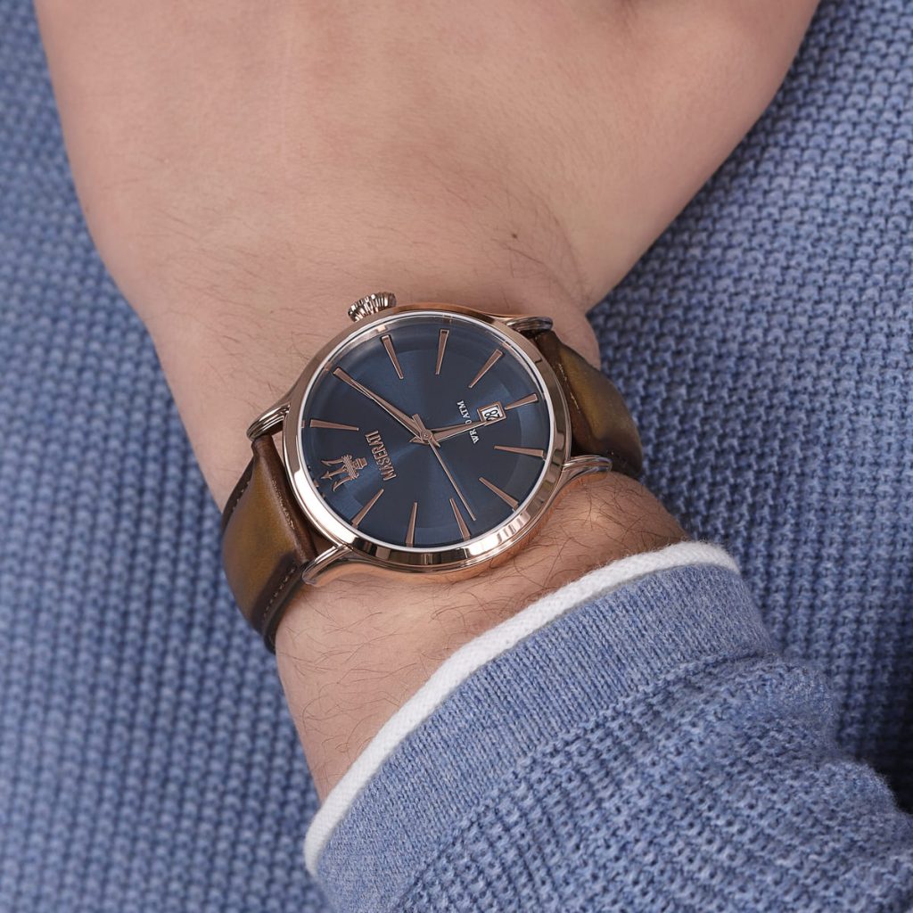 Maserati Epoca Blue Dial Leather Strap Brown Color Men's Watch R8851118001