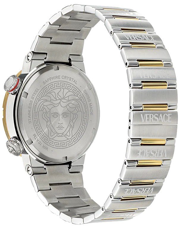 Versace Greca Logo Diver Green Dial Two-Tone Swiss Chronograph Watch - VE8G00524