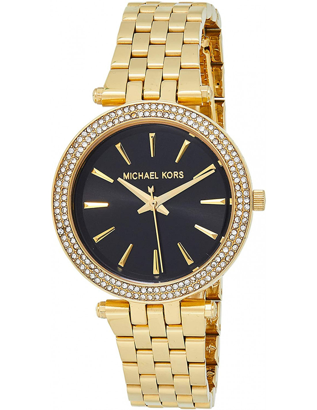 Michael Kors Darci Black Dial Ladies Gold Tone Crystal Pave Watch MK37