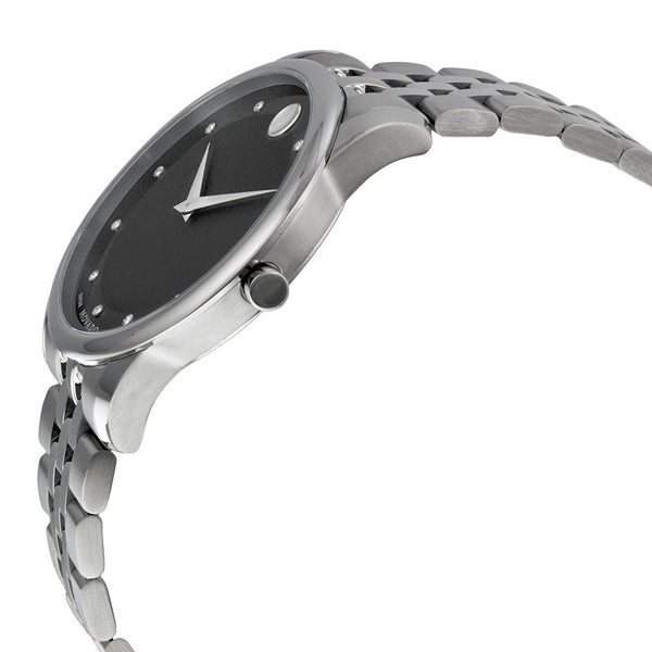 Movado Museum Silver Stainless Steel Black Dial Quartz Watch for Gents - 606878