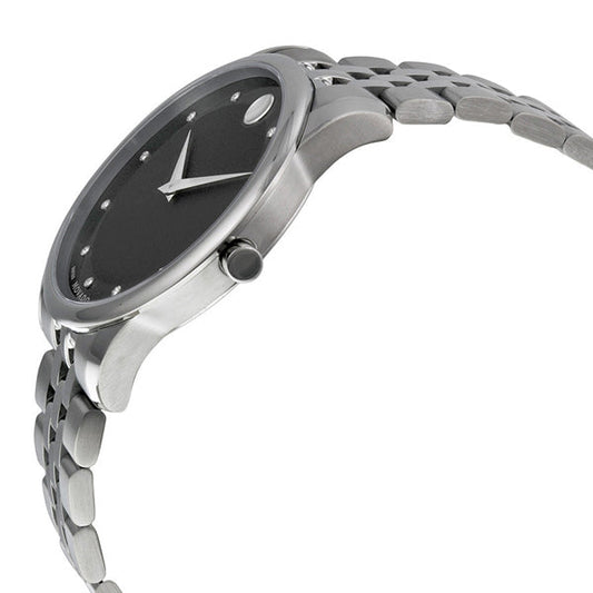 Movado Museum Silver Stainless Steel Black Dial Quartz Watch for Gents - 606878