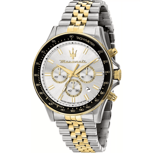 Maserati Men's Sfida Sport (44mm) White Dial / Two-Tone Stainless Steel R8873640024