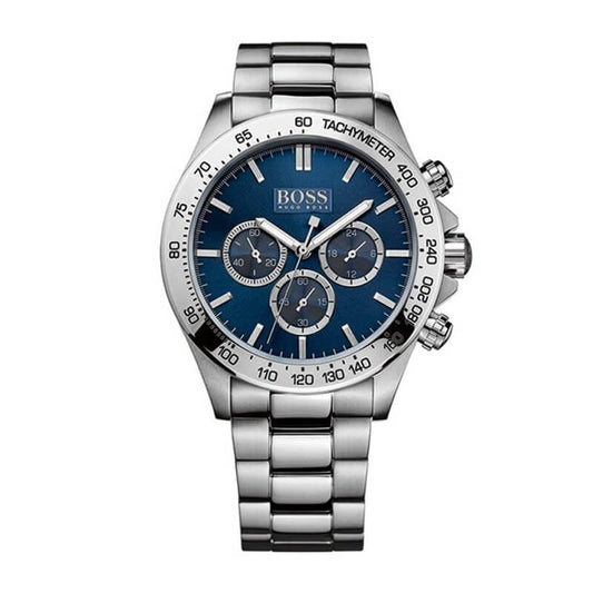 Hugo Boss Ikon Chronograph Blue Dial Silver Steel Strap Watch for Men - 1512963 1512963 - Image 1