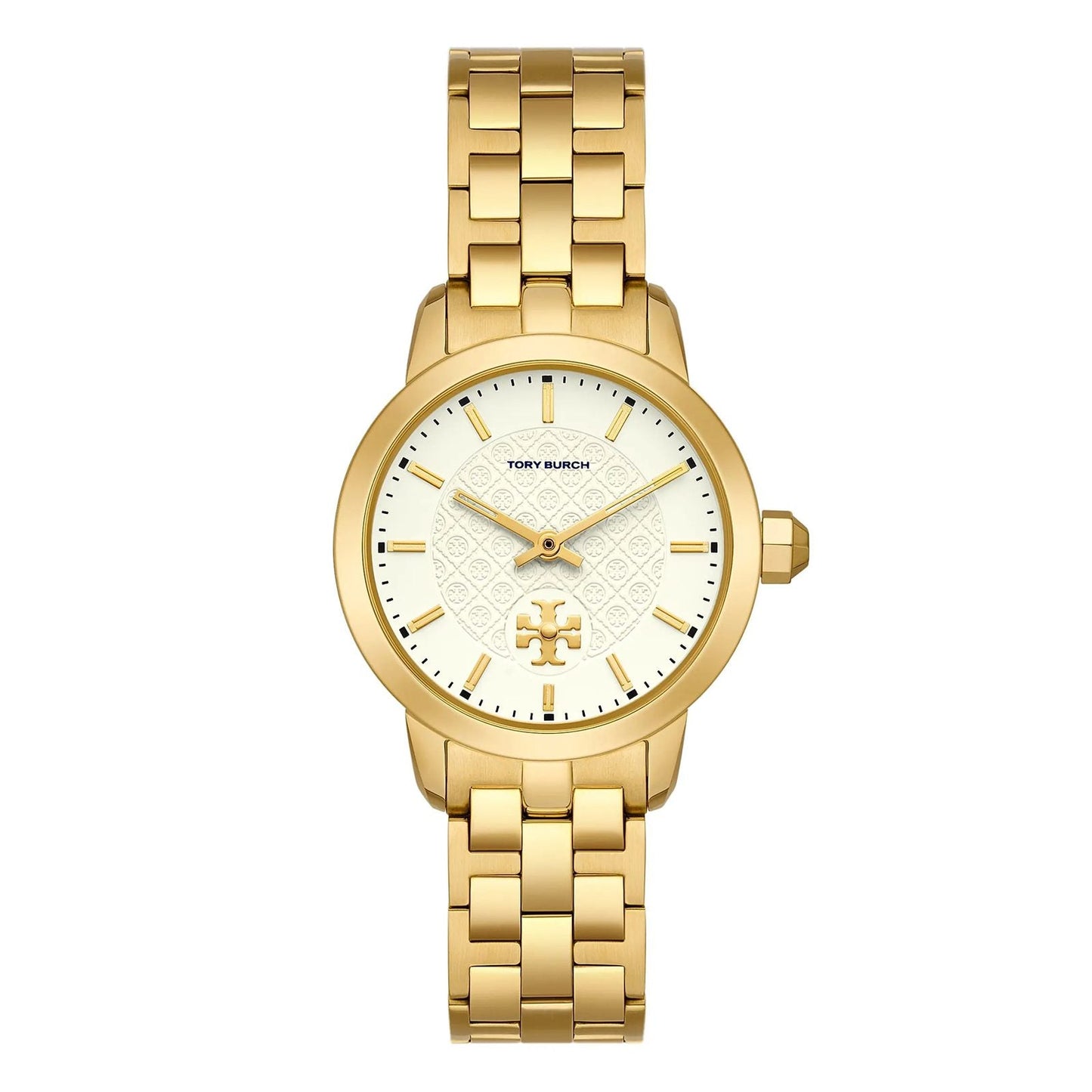 Tory Burch Beige Pattern Dial Gold Stainless Steel Strap TBW1053