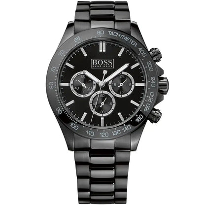 Hugo Boss chronograph men's watch with black dial and stainless steel band