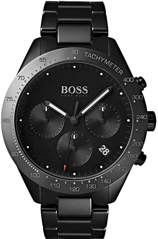 Hugo Boss Talent Chronograph black dial mens watch with metal bracelet and tachymeter bezel
