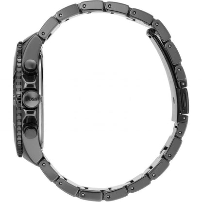 Hugo Boss Talent Chronograph black metal link bracelet detail view