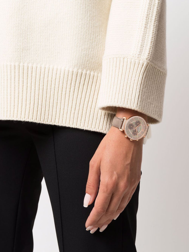 Swarovski Passage Chrono Chronograph Crystal Taupe Dial Rose Gold Tone Women's Watch 5580348