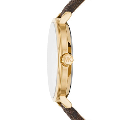 Michael Kors Addyson Three-Hand Gold Brown Genuine Leather Women's Watch - MK2945