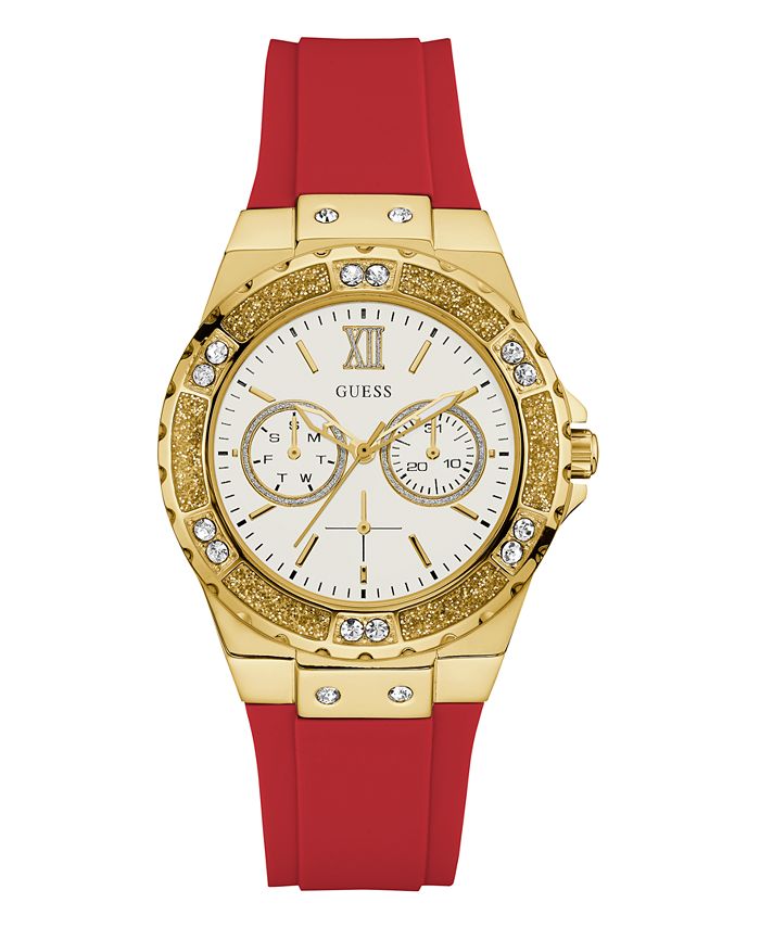 GUESS GOLD TONE CASE RED SILICONE Men's Watch  GW0431L1 - Big Daddy Watches