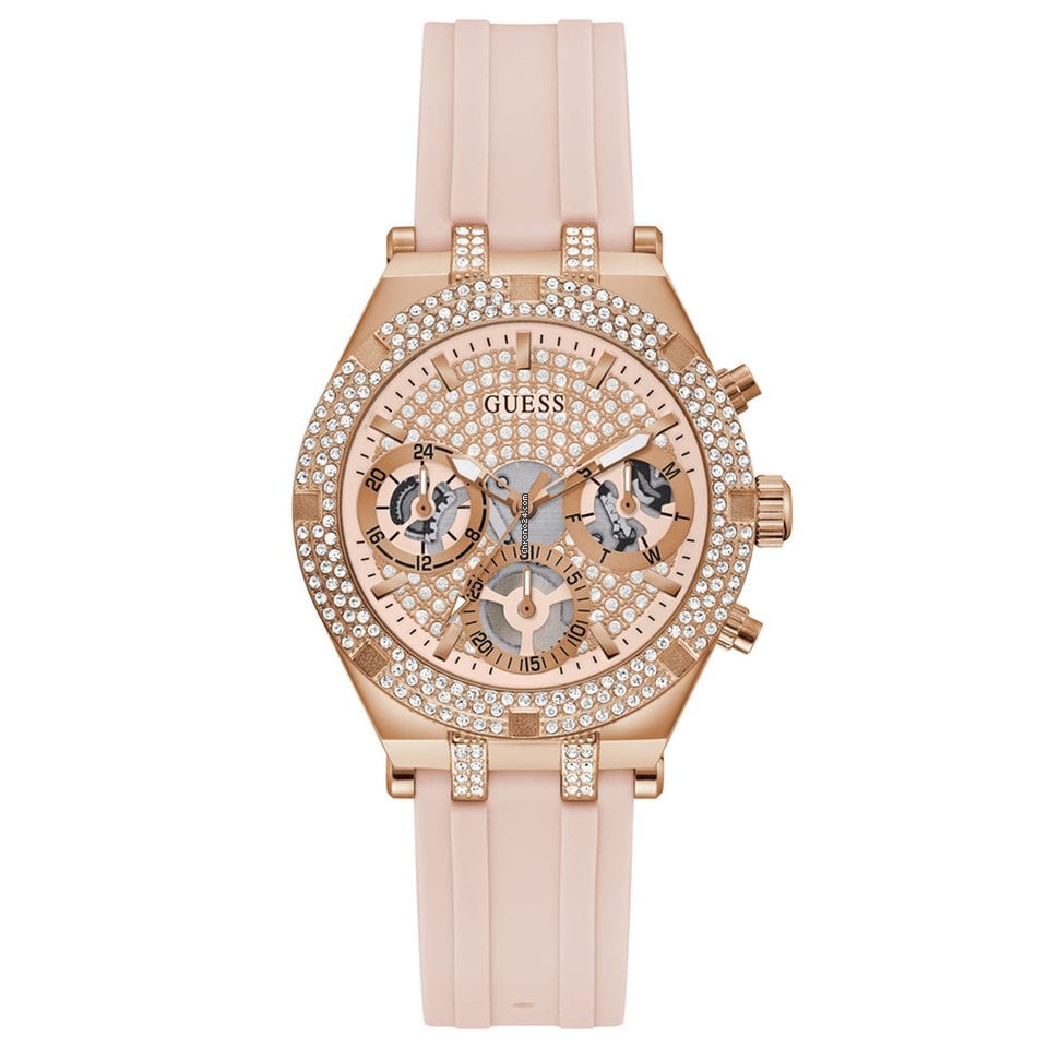 Guess Heiress Rose Gold Silicone Strap Women's Watch GW0407L3