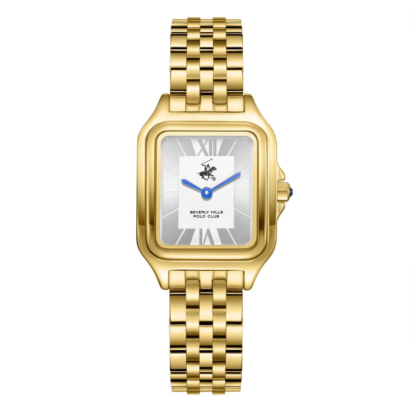 Beverly Hills Polo Club Blue Steel All Gold Square Watch BP3850C.130
