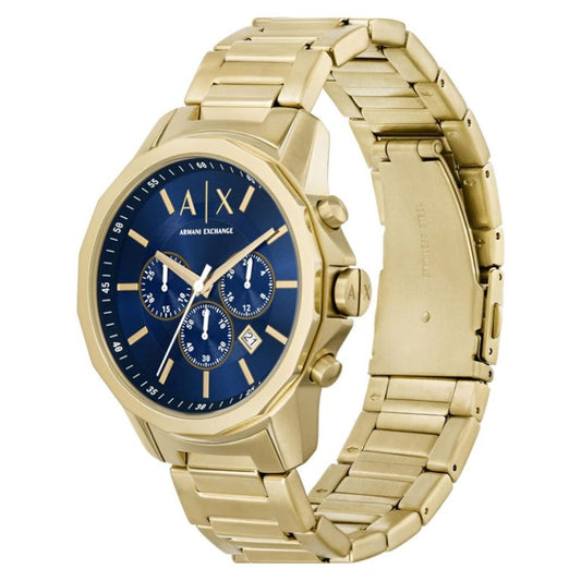 Armani Exchange Men’s Quartz Gold Stainless Steel Blue Dial 44mm Watch AX7151