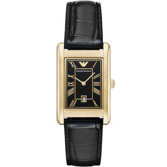 Emporio Armani Two-Hand Date Black Leather Gino Watch AR11666