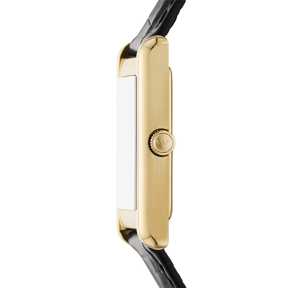 Emporio Armani Two-Hand Date Black Leather Gino Watch AR11666