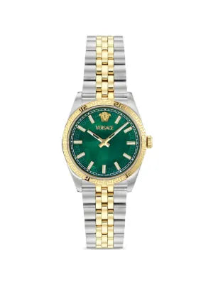 Versace Reve Lady Green Dial Two-Tone Watch - VE8B00524
