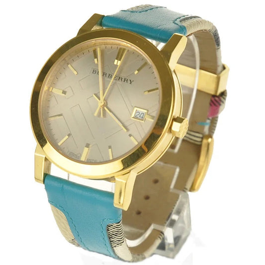 Burberry Turquoise Leather Nova Check 38mm Women's Watch BU9018