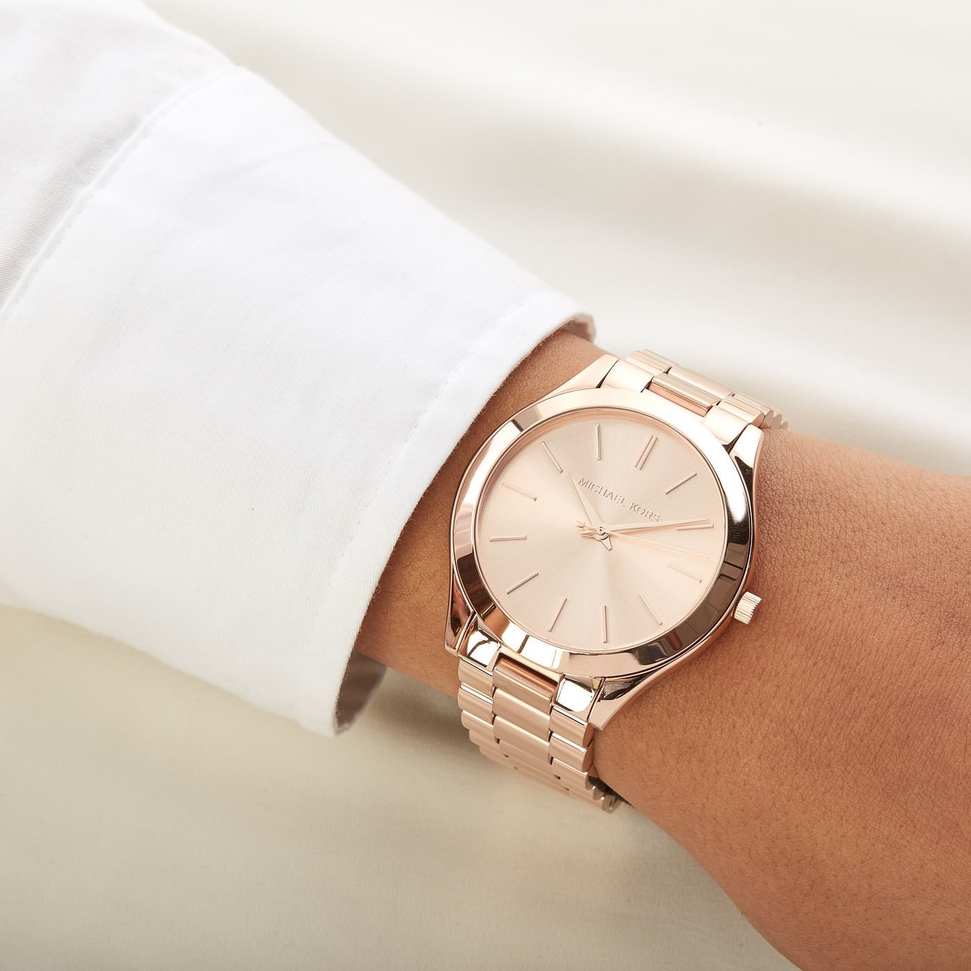 Michael Kors Slim Runway Rose Gold Dial Unisex Watch MK3197