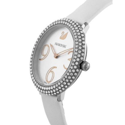 Swarovski Crystal Frost Silver Dial White Leather Strap Women's Watch 5484070