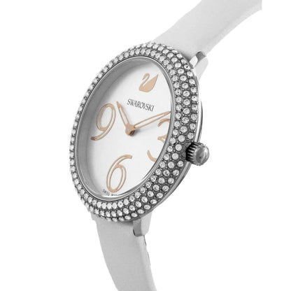Swarovski Crystal Frost Silver Dial White Leather Strap Women's Watch 5484070