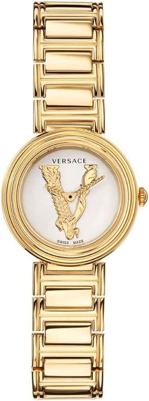 Versace Virtus Gold Mini White Dial Women's Watch VET300221
