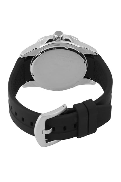Daniel Klein Premium Day Date Window Black Dial and Silicone Silver Watch - DK.1.13911-1