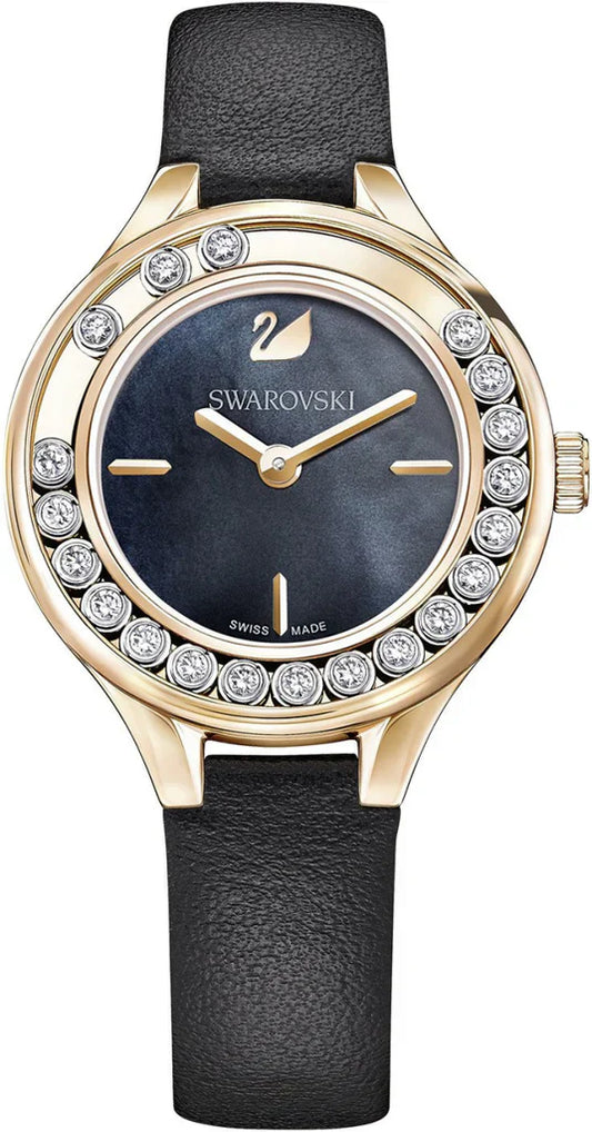 Swarovski Lovely Crystals Analog Black Dial Black Leather Strap Women's Watch 5301877
