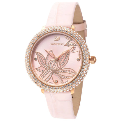 Swarovski Crystal Quartz Pink Dial Pink Leather Strap Women's Watch 5575217