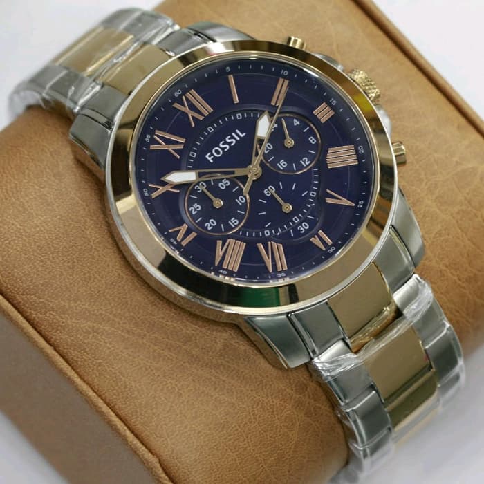Fossil Grant Chronograph Blue Dial Two-tone Men's Watch FS5024