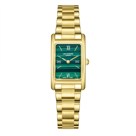 Lee Cooper Elegance Rectangular Green Dial Gold Watch - LC08300.170