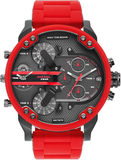 Diesel Mr. Daddy 2.0 Gunmetal Dial All Red Chronograph Men's Watch DZ7370