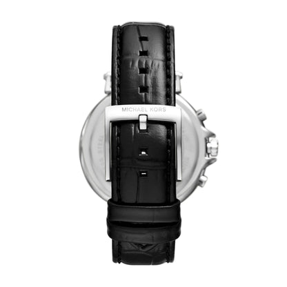 Michael Kors Oversized Maren Chronograph Black Leather Strap Women's Watch - MK7499