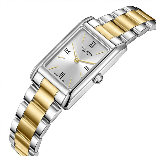 Lee Cooper Square Silver Dial Two Tone Watch - LC08300.230