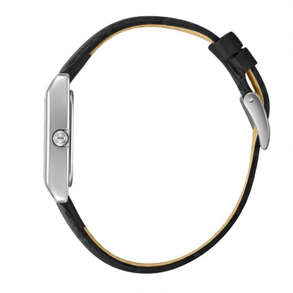 Lee Cooper Square Case Blue Dial Black Genuine Leather Silver Watch - LC08301.391