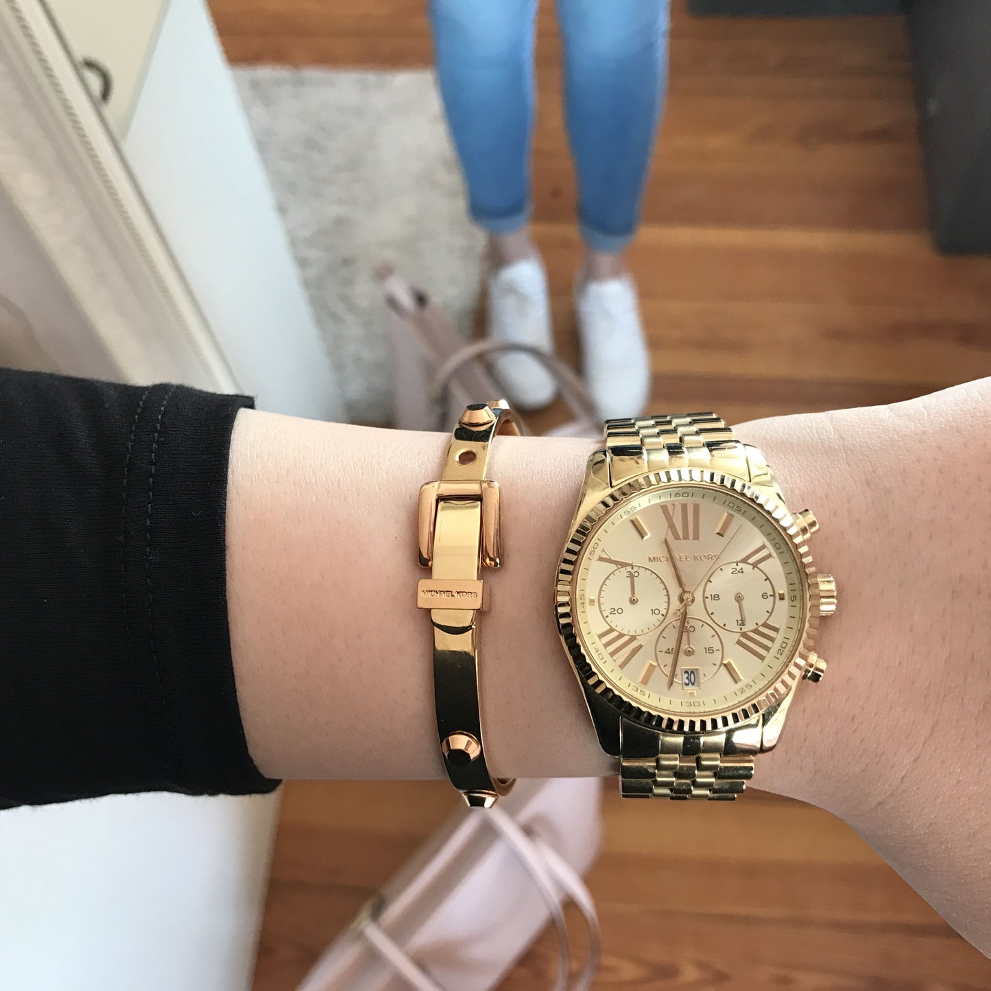 Michael Kors Lexington Chrono Champagne Dial Gold Ladies Watch MK5556