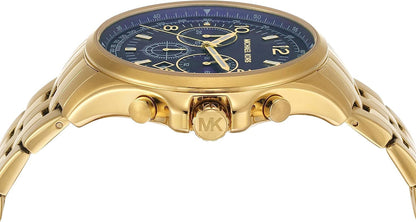 Michael Kors Oversized Pilot Chronograph Blue Dial Gold Men's Watch - MK9125