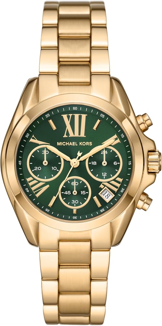 Michael Kors Bradshaw Chronograph Quartz Green Dial Gold Watch MK7257
