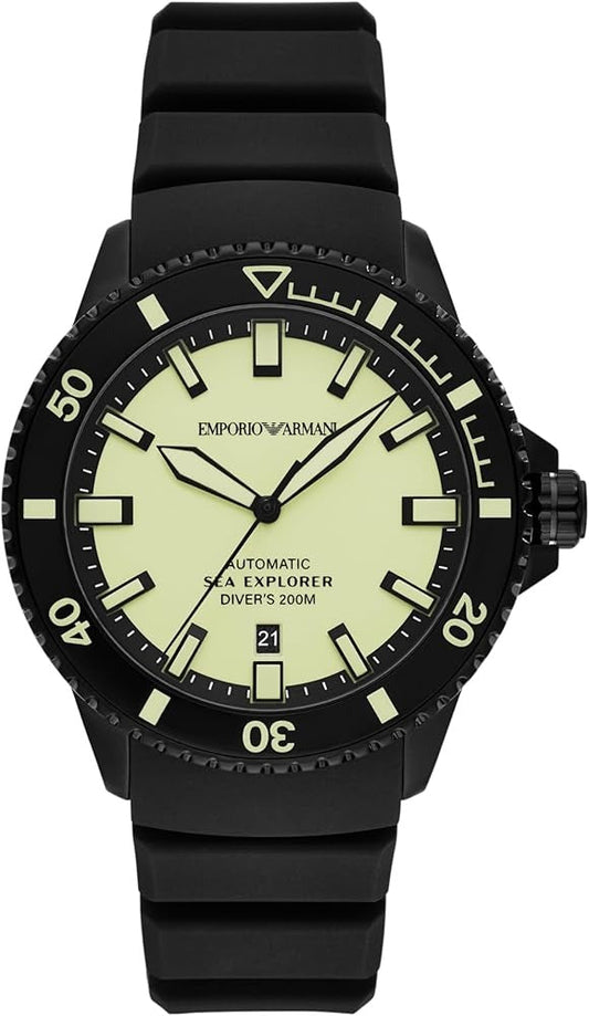 Emporio Armani Sea Explorer Automatic Black Silicone Watch ar60085