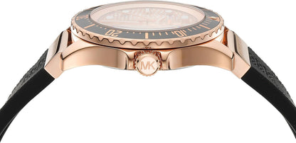 Michael Kors Everest Rose gold pavé dial Black Silicone Women's Watch - MK7358