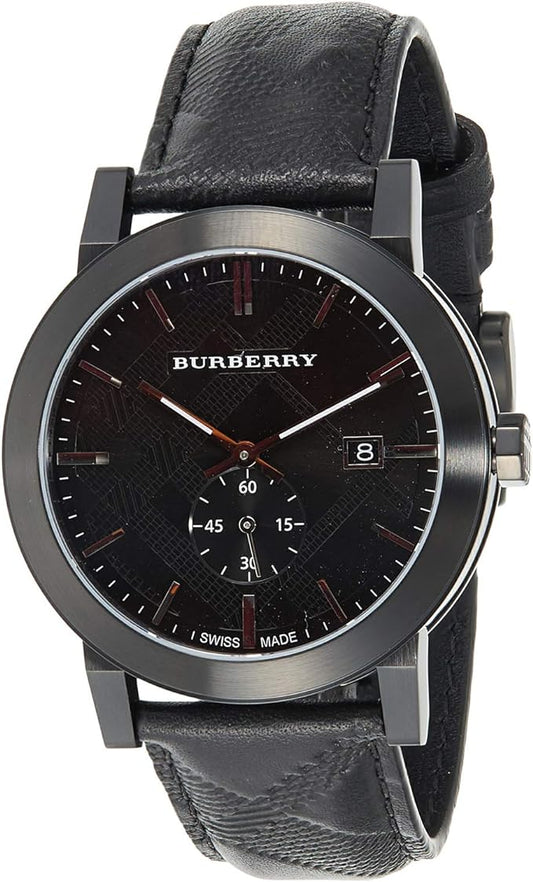 Burberry City Black Leather Strap Men's Watch BU9906