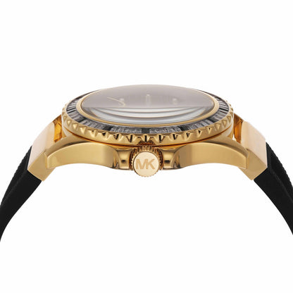 Michael Kors Everest Three-Hand Pavé Black Dial and Silicone Strap Women's Watch - MK7440