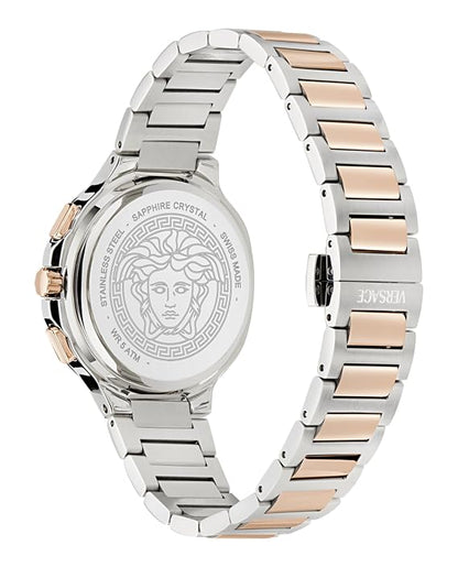 Versace V-Chrono Square Chronograph Quartz Rose Gold Dial Watch VEVCA0524