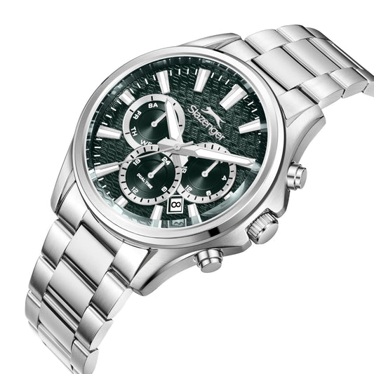 Slazenger Oversized Multifunction Emerald Dial Silver Watch - SL.09.2601.2.370